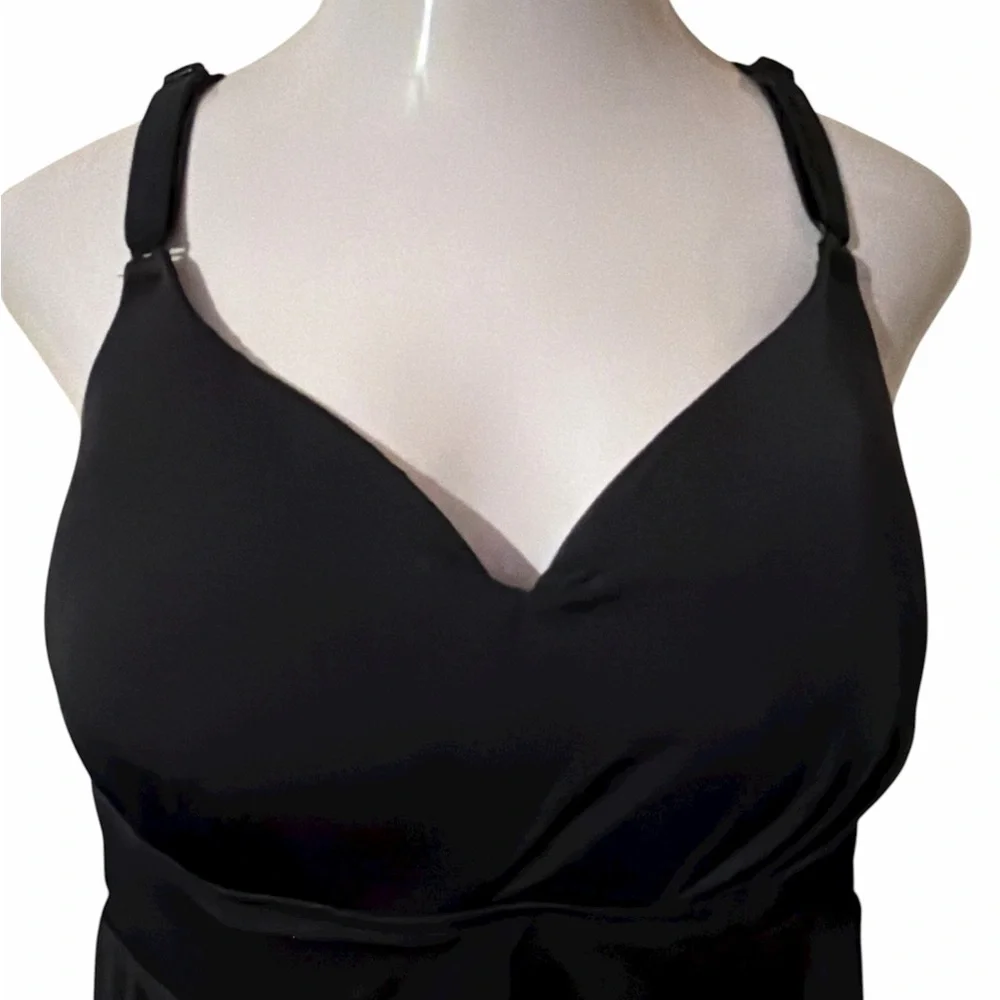 Torrid Wire-Free Racerback Tankini Black Size 2DD/F - Picture 4 of 7